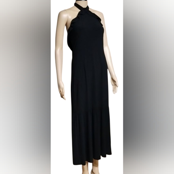 Leona Edmiston Halter Backless Fit and Flare Maxi Dress / Sz M / Black - Picture 3 of 14